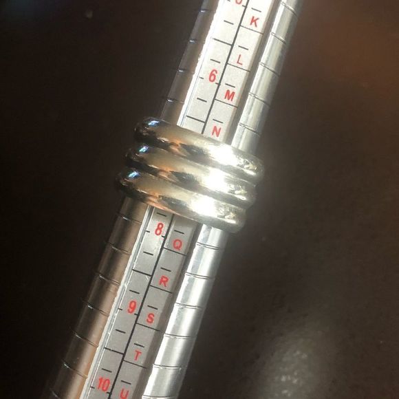 Vintage TAXCO Sterling Silver Concentric Circle Fluted Wide Band Ring - Picture 8 of 10